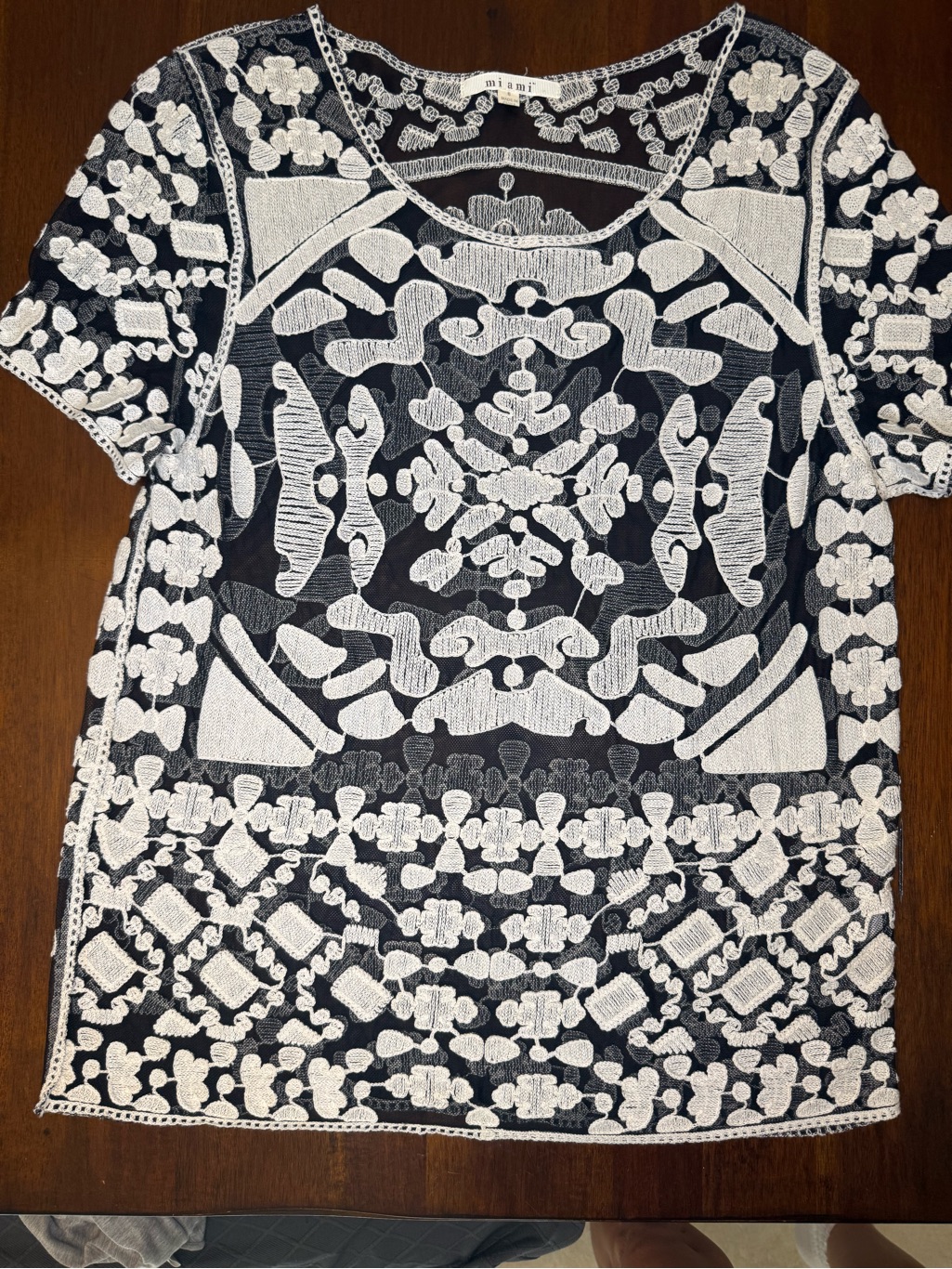 Miami White Embroidered Sheer Overlay Tunic — image 3 of 4